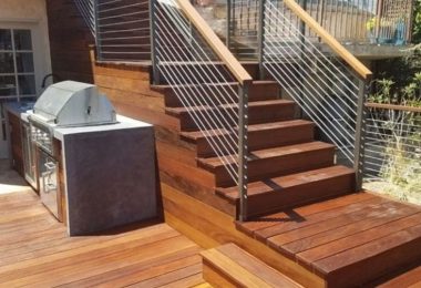 Hardwood deck 03 + Cable railing
