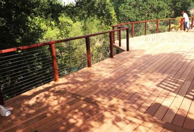 Hardwood deck 05 + Cable railing