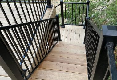 Wood deck 03 + Aluminum railing + Stair