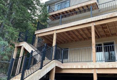 Wood deck 04 + Aluminum railing + Stair